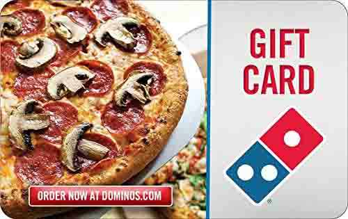 promo code 'PIZZA10' on purchase of $50 Dominos Pizza gift cards