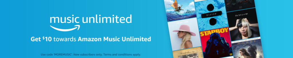 Promo code 'MOREMUSIC' to get $10 free on Amazon Music Unlimited $10 free promo code on Amazon Music Unlimited