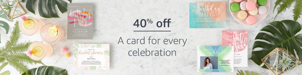  promo code 'CARDS40' for getting an extra 40% savings on all cards and invitations