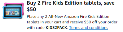 promo code 'KIDS2PACK'