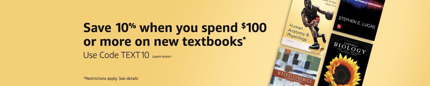 Promo code 'TEXT10' for Amazon textbooks