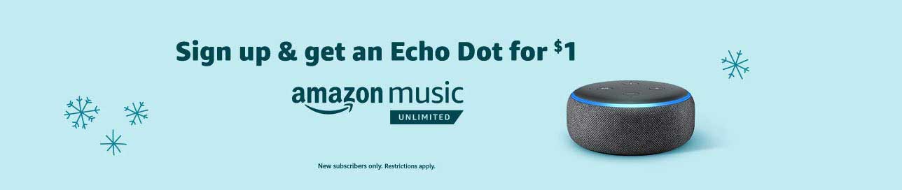 Promo code for Amazon Music Unlimited with a $1 Echo Dot